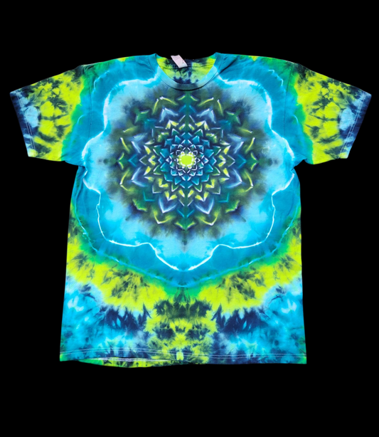 Blooming Mandala in Greens and Blues, Large