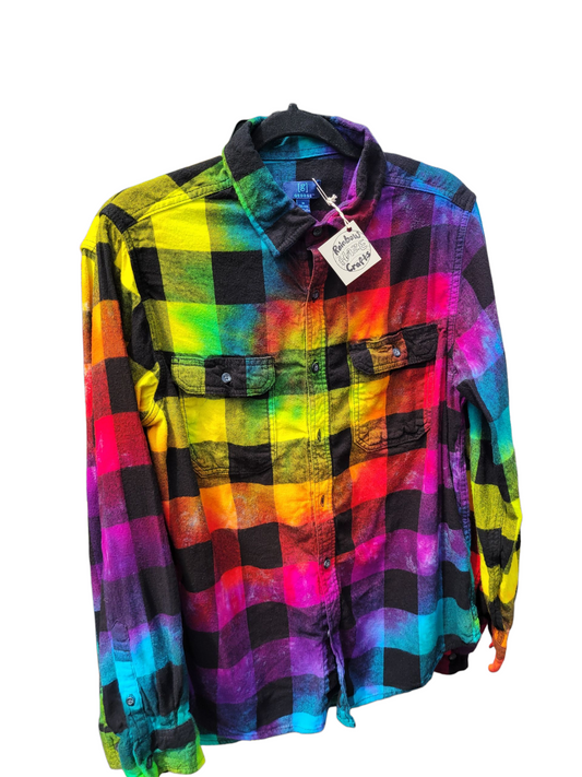 Tie Dye Flannel in Rainbow