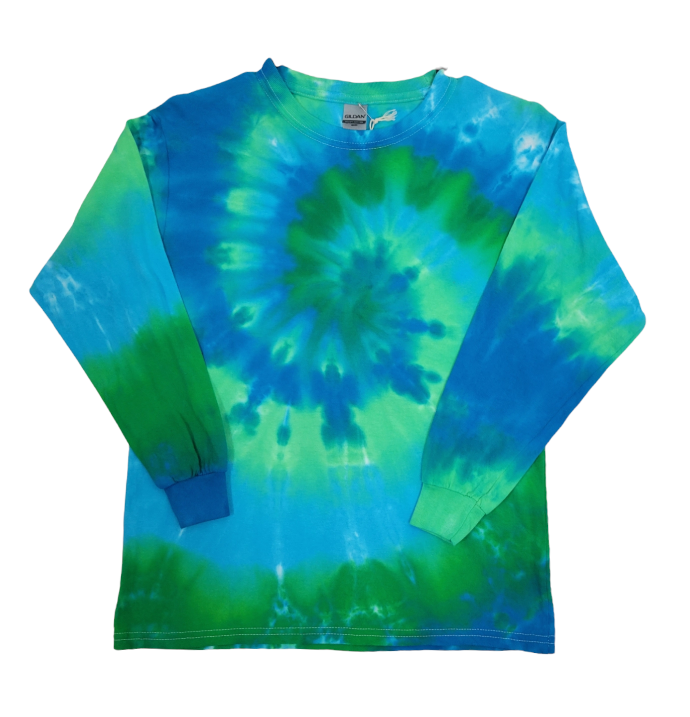 Youth Long Sleeve Tee in Blues and Greens, Size Large