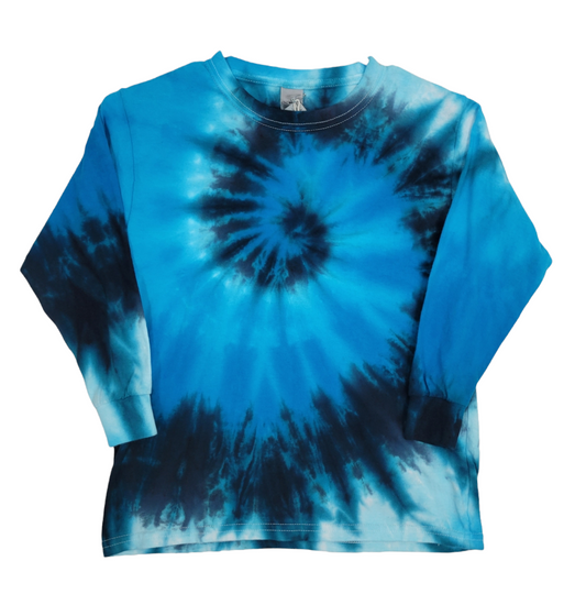 Youth Long Sleeve Tee Blues and Black, Size Small